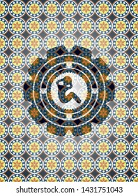 crunch icon inside arabesque style emblem. arabic decoration.
