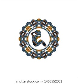 crunch icon inside arabesque style badge. arabic decoration.