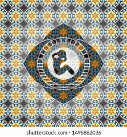 crunch icon inside arabesque style emblem. arabic decoration.