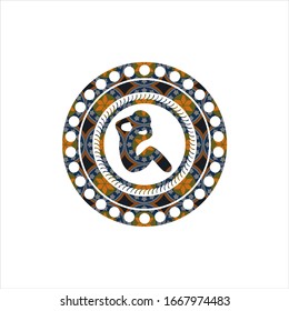 crunch icon inside arabesque style badge. arabic decoration.