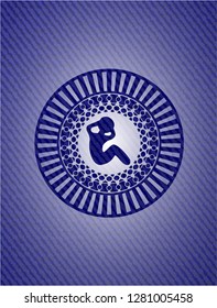 crunch icon inside badge with jean texture