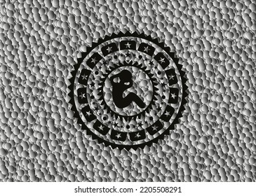 Crunch Icon Inside Black Emblem With Bubbles Background. Vector Illustration. Detailed. 