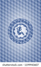 crunch icon inside blue badge with geometric background.