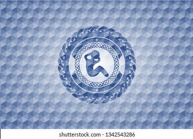crunch icon inside blue badge with geometric pattern.
