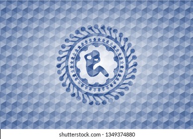 crunch icon inside blue badge with geometric pattern.