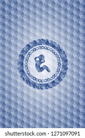 crunch icon inside blue polygonal emblem.