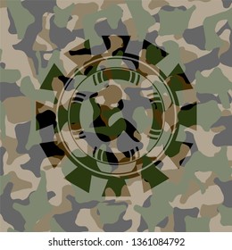 crunch icon inside camouflage emblem