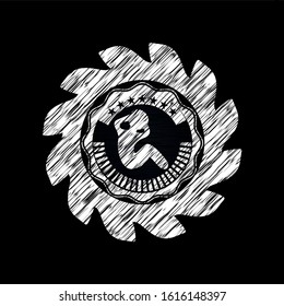 crunch icon inside chalk emblem written on a blackboard
