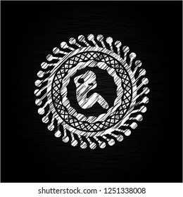 crunch icon inside chalkboard emblem written on a blackboard