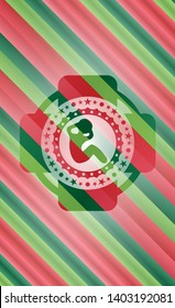 crunch icon inside christmas colors style emblem.