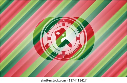 crunch icon inside christmas emblem background.