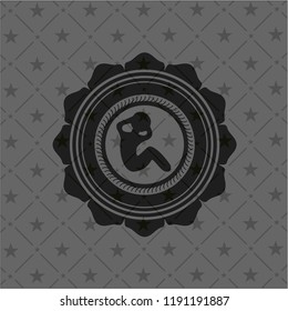 crunch icon inside dark emblem. Retro