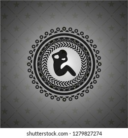 crunch icon inside dark emblem. Retro
