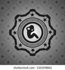 crunch icon inside dark emblem. Retro