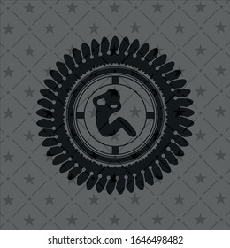 crunch icon inside dark emblem