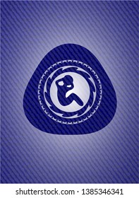 crunch icon inside emblem with denim high quality background