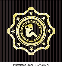 crunch icon inside gold emblem