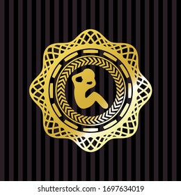 crunch icon inside gold emblem or badge