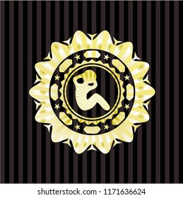 crunch icon inside gold shiny badge
