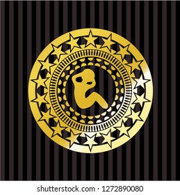 crunch icon inside golden emblem or badge