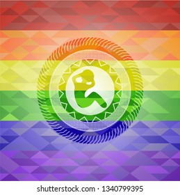crunch icon inside lgbt colors emblem 