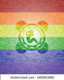 crunch icon inside lgbt colors emblem 