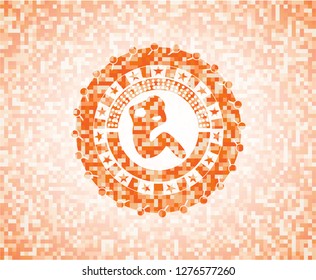 crunch icon inside orange mosaic emblem