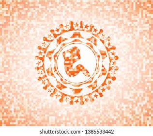 crunch icon inside orange mosaic emblem with background