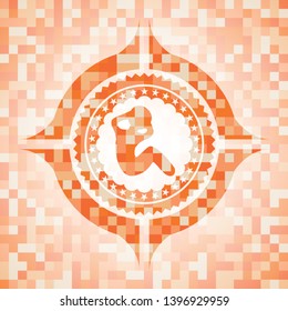 crunch icon inside orange mosaic emblem