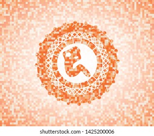 crunch icon inside orange mosaic emblem