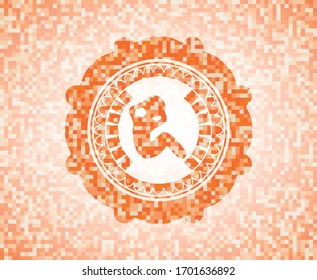 crunch icon inside orange mosaic emblem