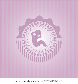crunch icon inside pink emblem. Retro