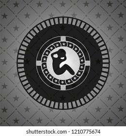 crunch icon inside realistic dark emblem