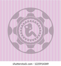 crunch icon inside realistic pink emblem