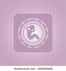 crunch icon inside realistic pink emblem