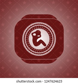 crunch icon inside realistic red emblem