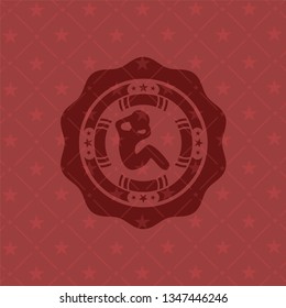 crunch icon inside realistic red emblem