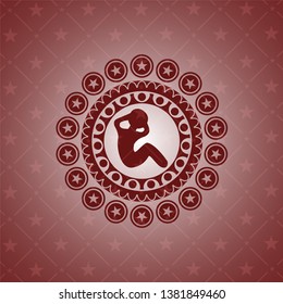 crunch icon inside realistic red emblem