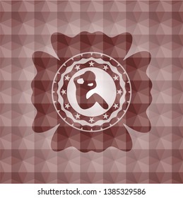 crunch icon inside red badge with geometric background. Seamless.