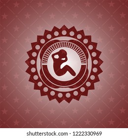 crunch icon inside red emblem. Retro