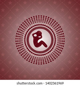 crunch icon inside red emblem. Retro