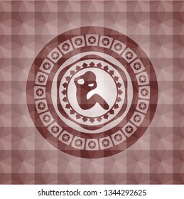 crunch icon inside red geometric emblem. Seamless.