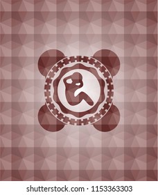 crunch icon inside red seamless geometric badge.