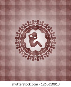 crunch icon inside red seamless geometric emblem.