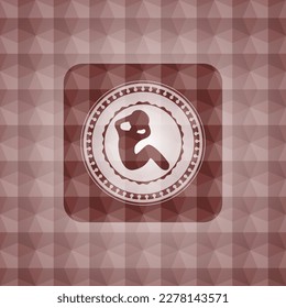 crunch icon inside red seamless geometric badge. 