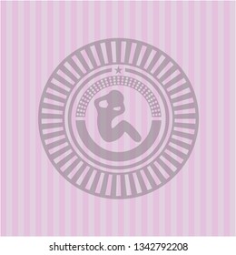 crunch icon inside retro pink emblem