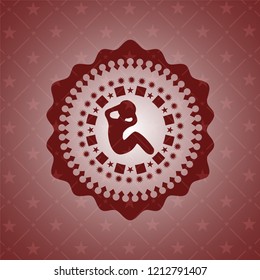 crunch icon inside retro red emblem