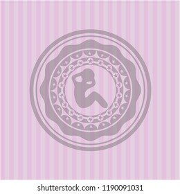 crunch icon inside retro style pink emblem