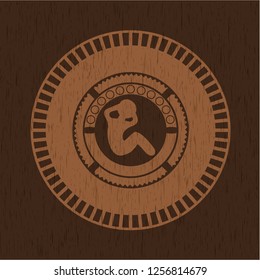 crunch icon inside retro style wooden emblem