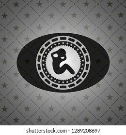 crunch icon inside retro style black emblem